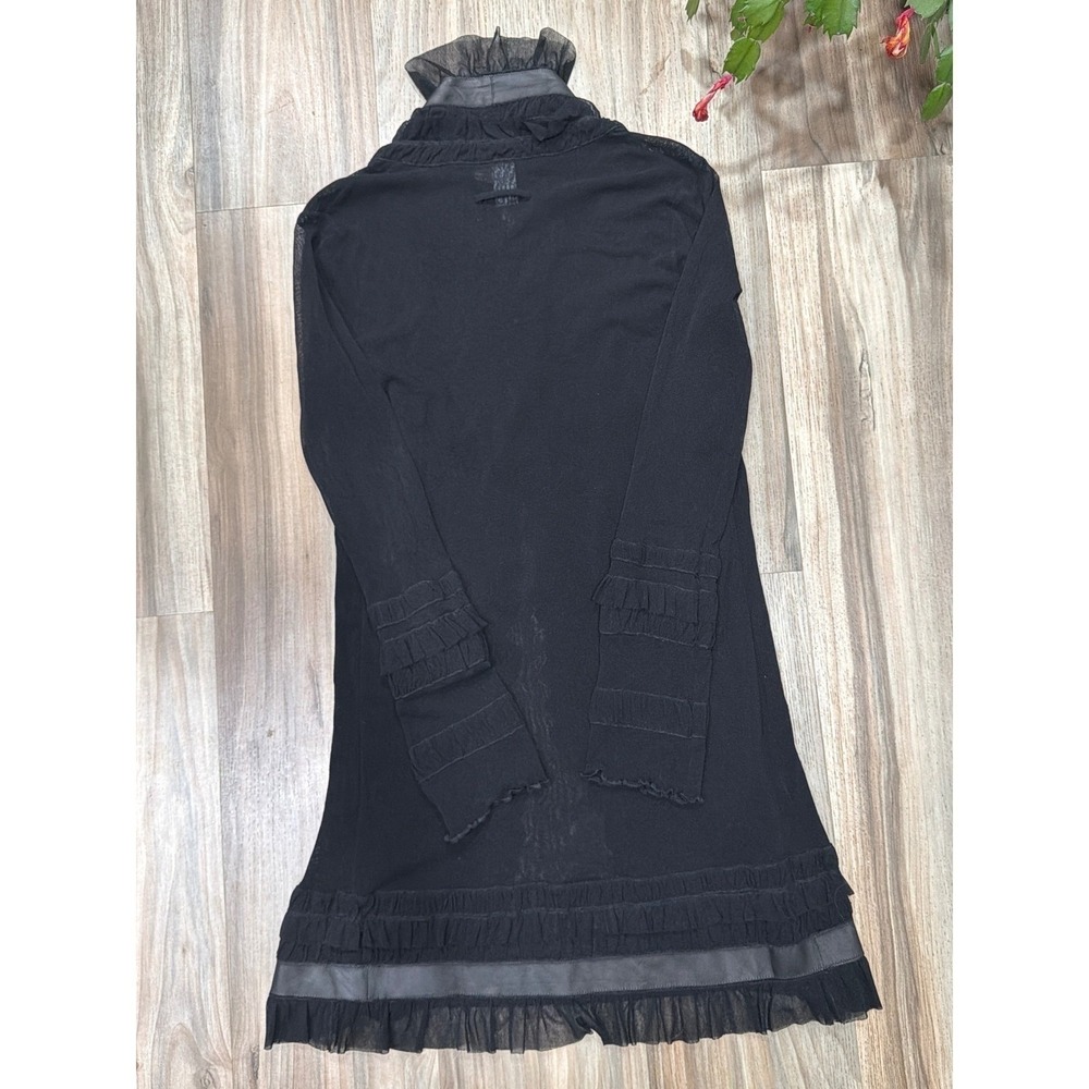 VTG Jean Paul Gaultier Leather Sheer Mesh  Cardigan WhimsiGoth Romantic Y2K Sz L - Picture 11 of 15
